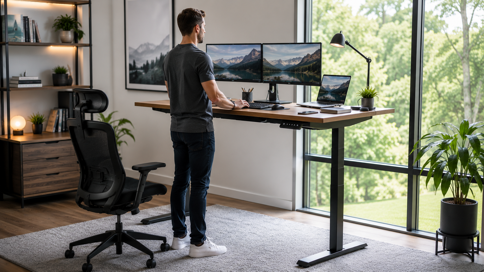 Best standing desk improving productivity and comfort in a modern home office