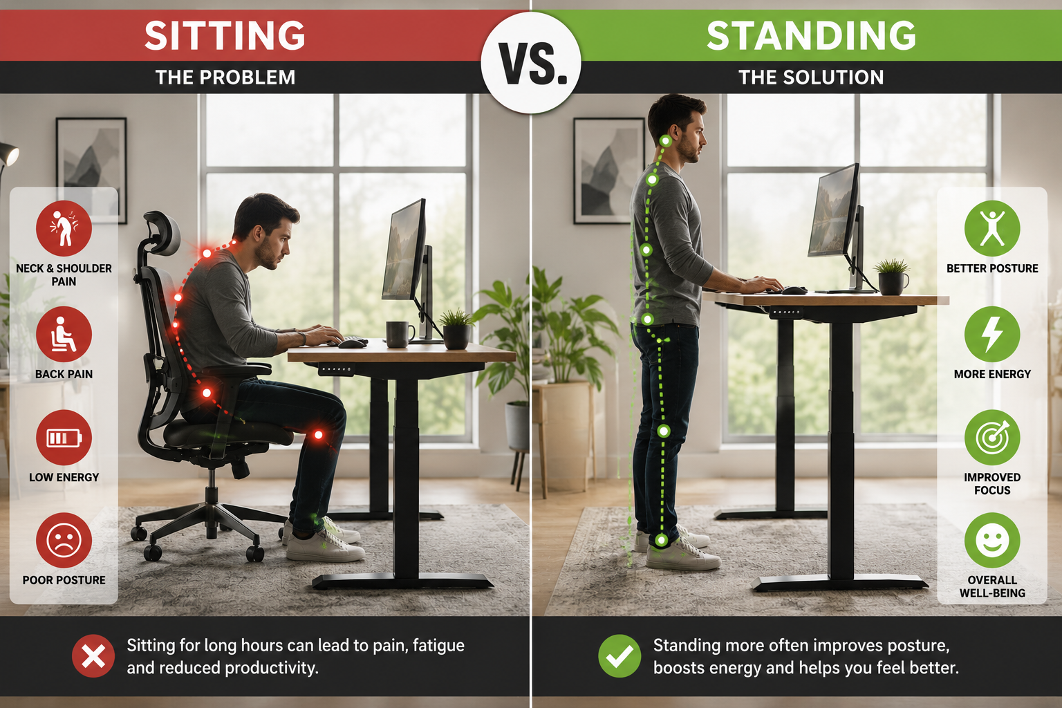 Best standing desk improving productivity and comfort in a modern home office